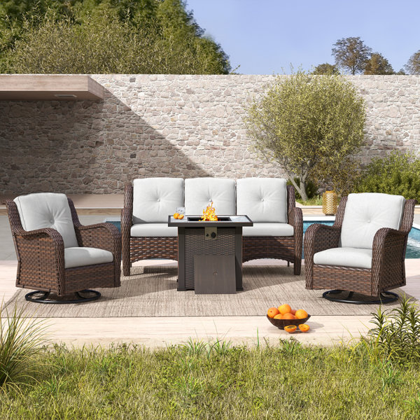 Red Barrel Studio® Ajara 5 Person Outdoor Seating Group with Cushions Wayfair